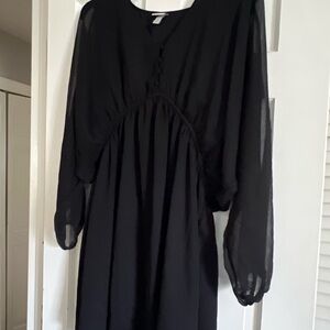 BLACK NEW DAY SHEER OVERLAY DRESS